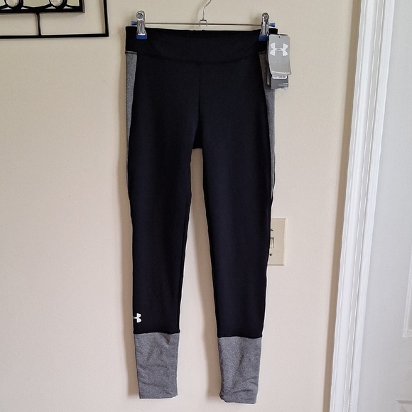 Under Armour Black and Gray Girls Leggings size Large - Picture 1 of 6
